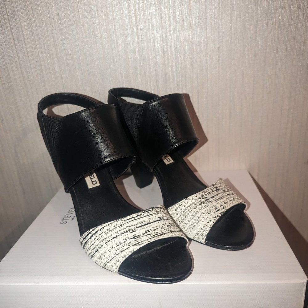 Karl Lagerfeld leather black and white strappy sandals